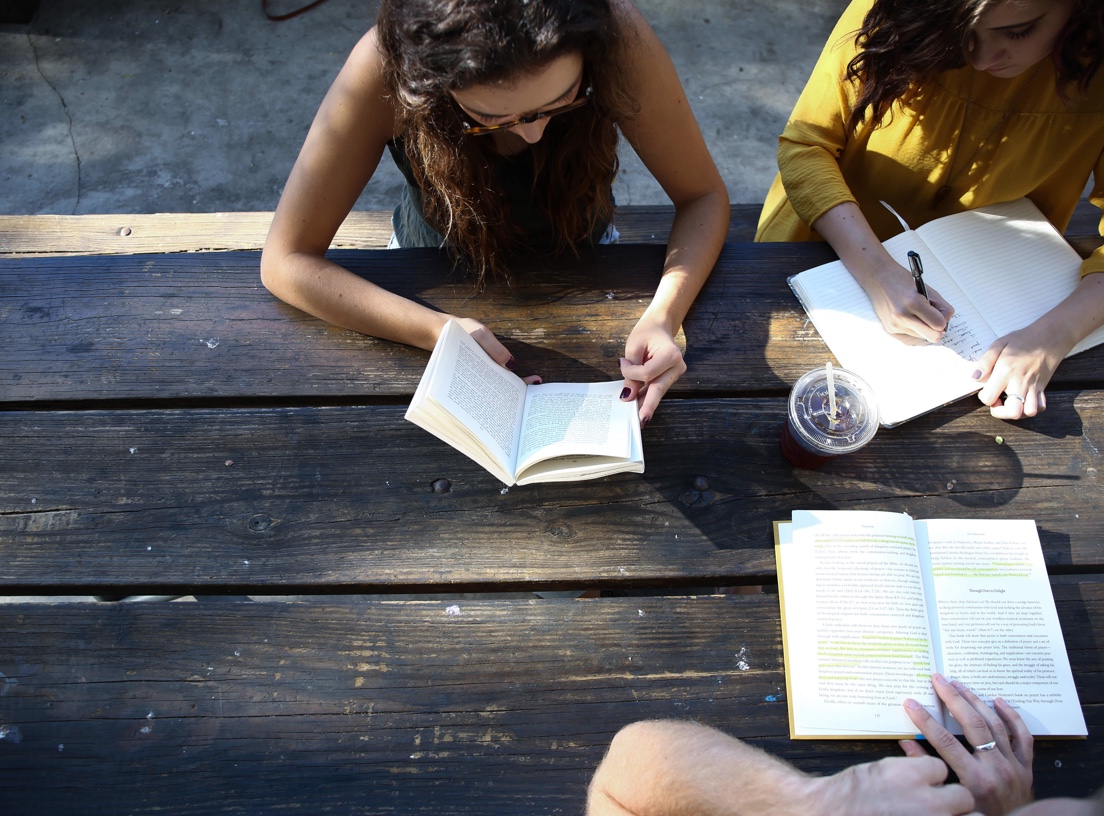 A group of students studying